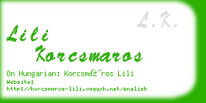 lili korcsmaros business card